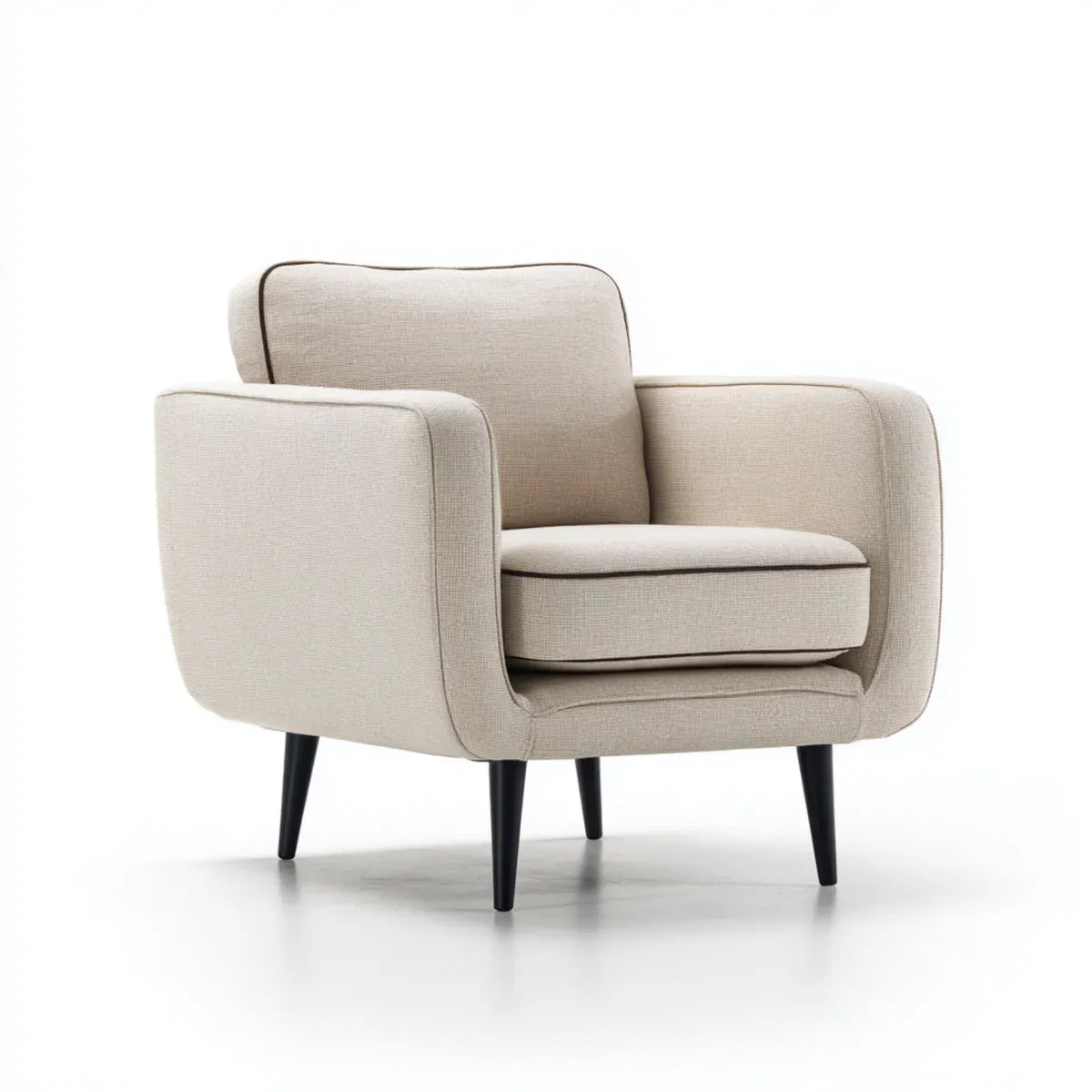 Fauteuil de salon beige en polyester avec pieds en acier noir 82 x 78 x 84 cm