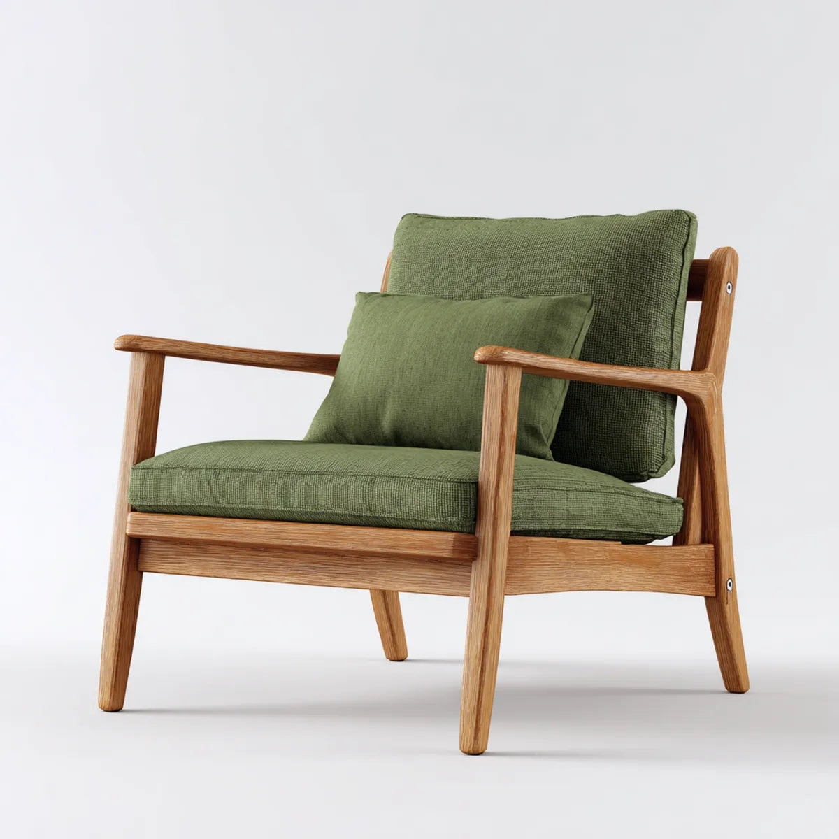 Fauteuil de salon vert avec structure en chêne massif 68 x 75 x 78 cm