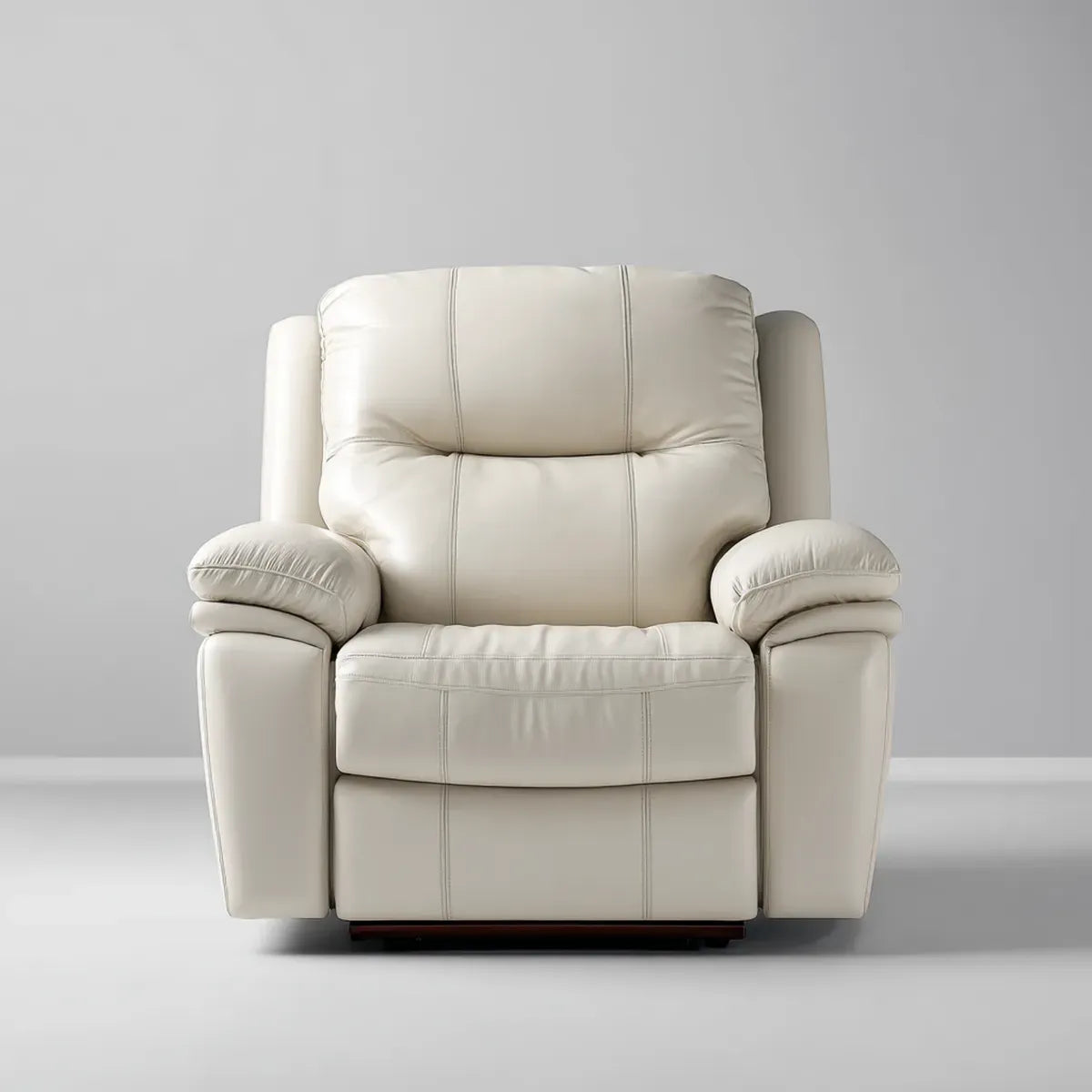 Fauteuil de salon droit ivoire 100 x 95 x 105 cm en cuir synthétique PU rectangulaire