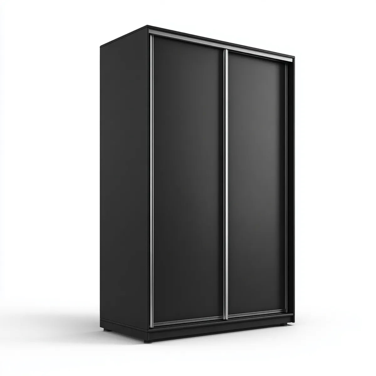 Armoire à portes coulissantes noire 120 x 60 x 200 cm en panneaux de particules mélaminés rectangulaire