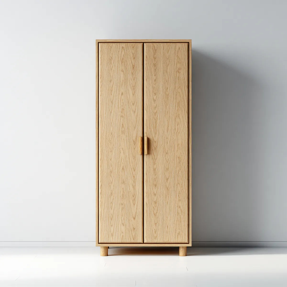 Armoire de chambre 2 portes chêne clair 90 x 55 x 190 cm en panneaux MDF plaqués chêne rectangulaire