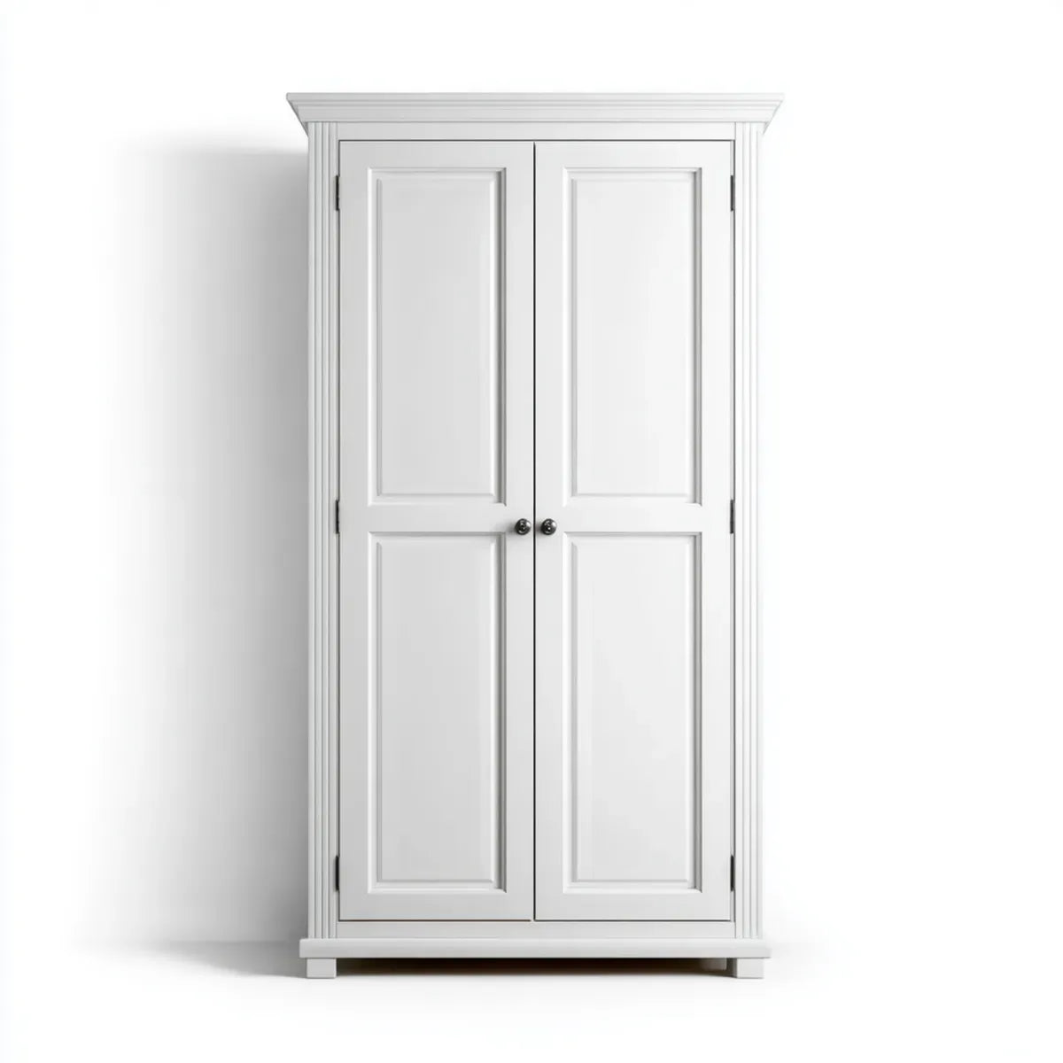 Armoire de chambre 2 portes blanche 100 x 60 x 200 cm en panneaux MDF rectangulaire