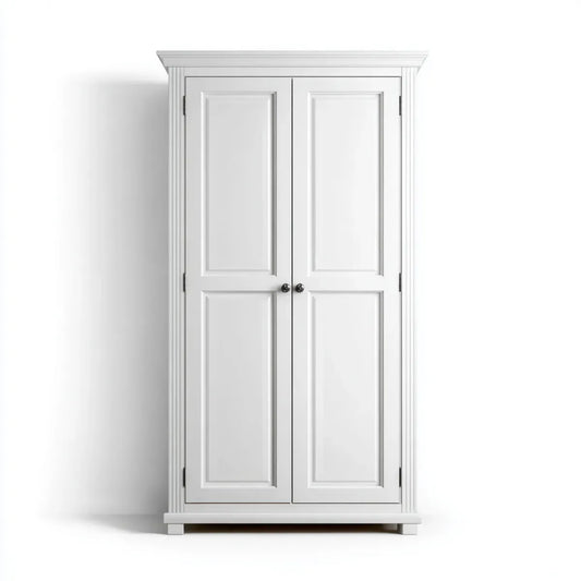 Armoire de chambre 2 portes blanche 100 x 60 x 200 cm en panneaux MDF rectangulaire