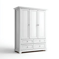 Armoire de chambre 3 portes 4 tiroirs blanche 150 x 55 x 200 cm en panneaux MDF rectangulaire