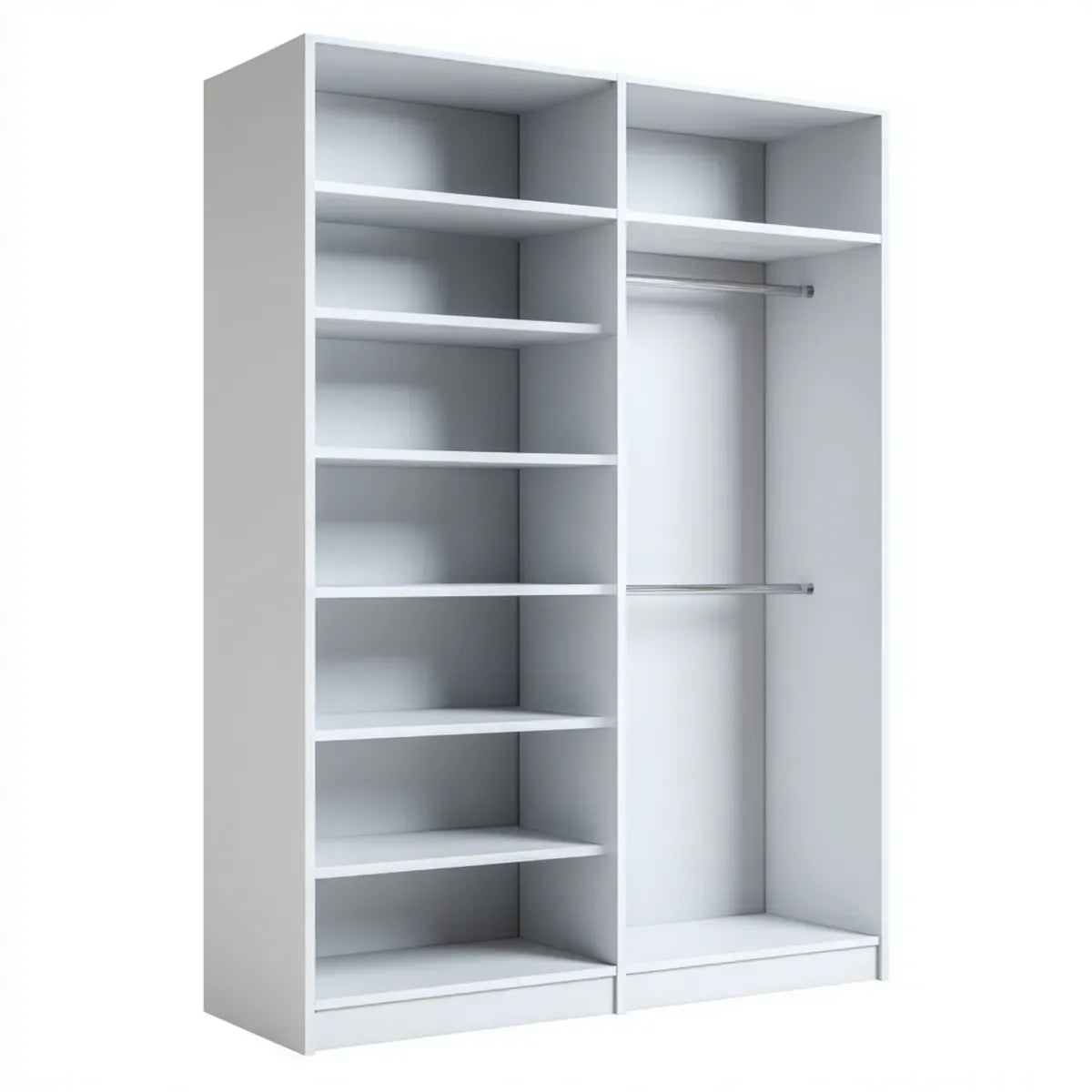 Armoire dressing ouverte blanche 120 x 50 x 200 cm en panneaux de particules mélaminés rectangulaire