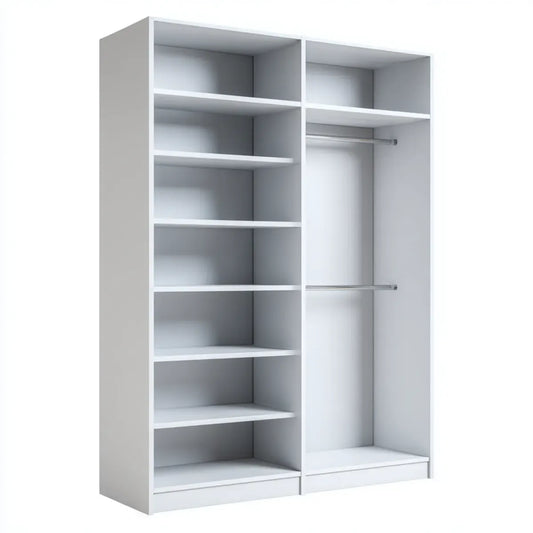 Armoire dressing ouverte blanche 120 x 50 x 200 cm en panneaux de particules mélaminés rectangulaire