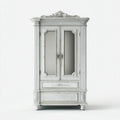 Armoire penderie 2 portes blanc patiné en pin massif avec miroirs 120 x 55 x 220 cm