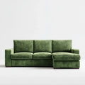 Canapé d'angle droit 3 places vert en velours côtelé polyester 250 x 160 x 85 cm