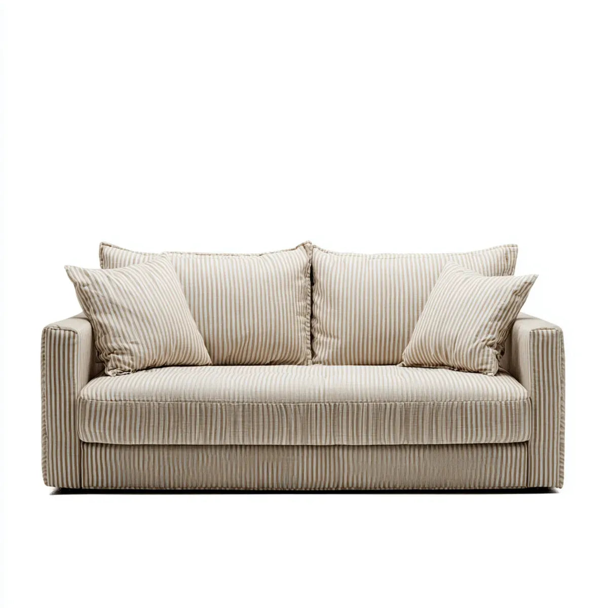 Canapé 2 places droit beige rayé en velours de polyester 160 x 90 x 85 cm