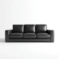 Canapé 3 places noir 220 x 90 x 85 cm en cuir synthétique PU rectangulaire
