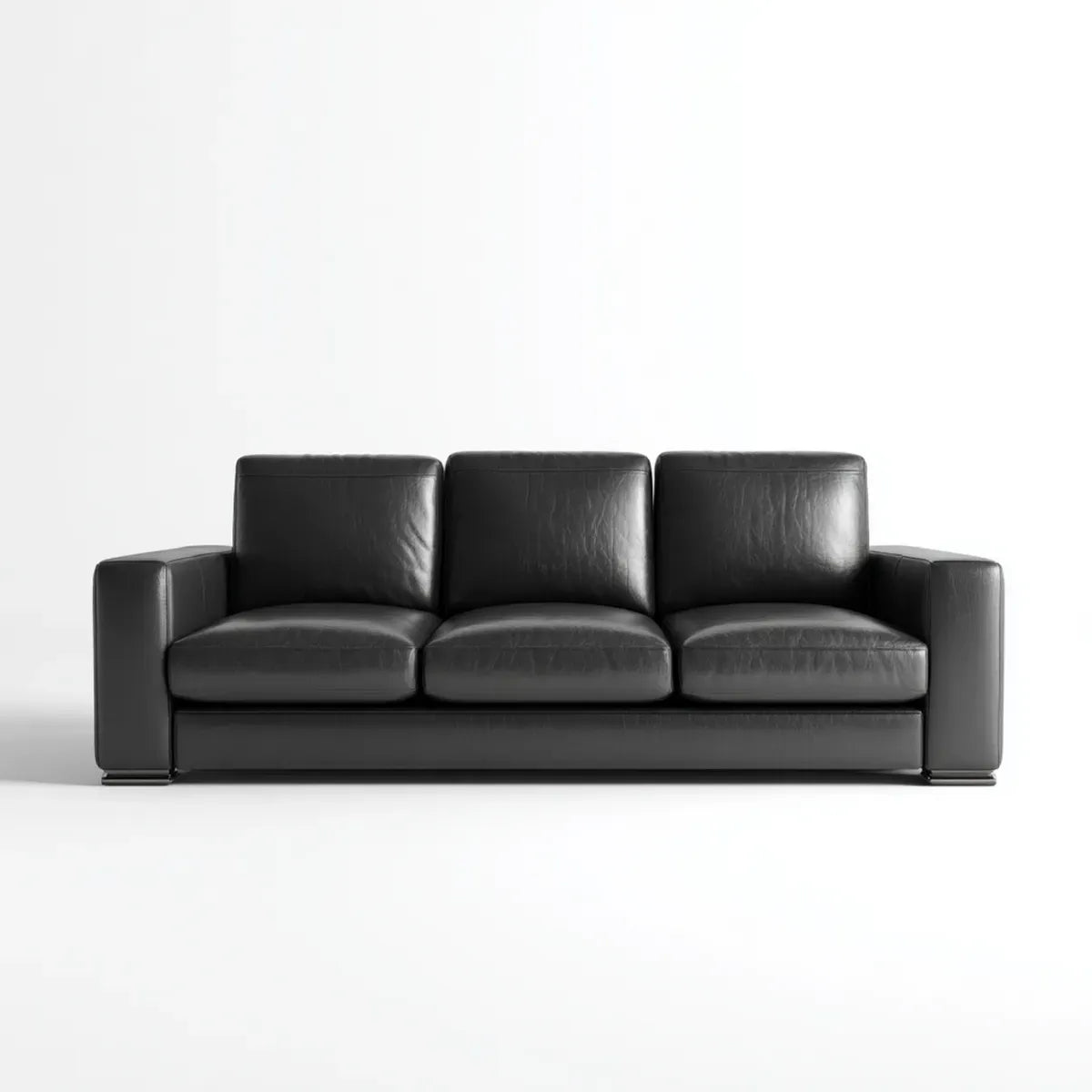 Canapé 3 places noir 220 x 90 x 85 cm en cuir synthétique PU rectangulaire
