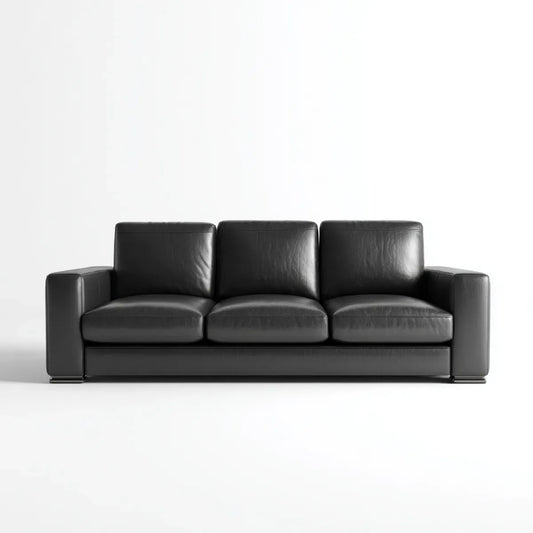 Canapé 3 places noir 220 x 90 x 85 cm en cuir synthétique PU rectangulaire