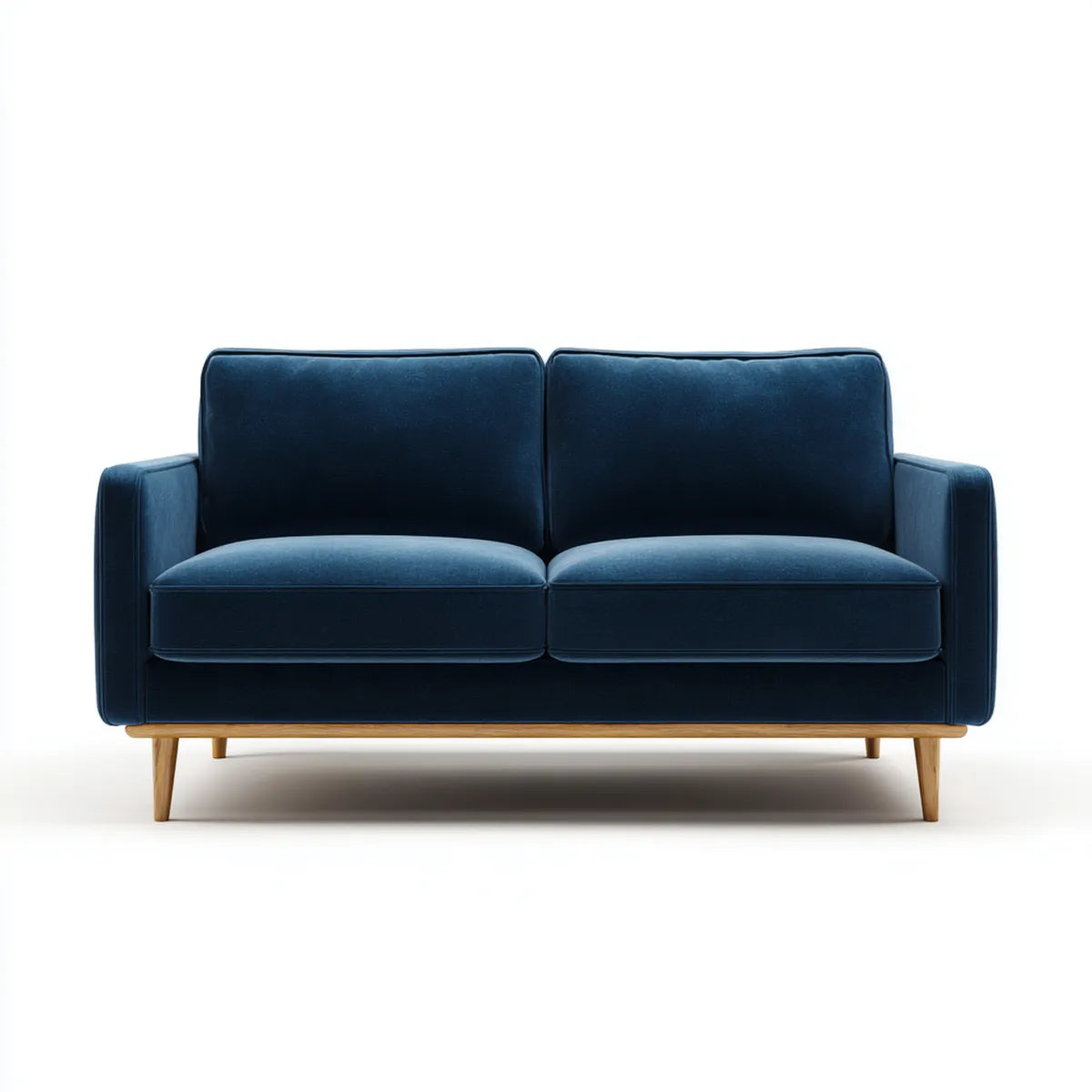 Canapé droit 2 places bleu nuit 160 x 85 x 82 cm en velours de polyester rectangulaire