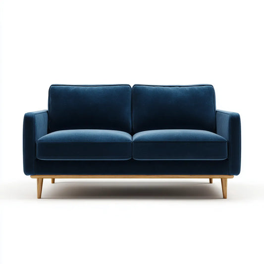 Canapé droit 2 places bleu nuit 160 x 85 x 82 cm en velours de polyester rectangulaire