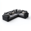 Canapé d'angle 5 places noir et gris 280 x 180 x 85 cm en similicuir PU et polyester forme L