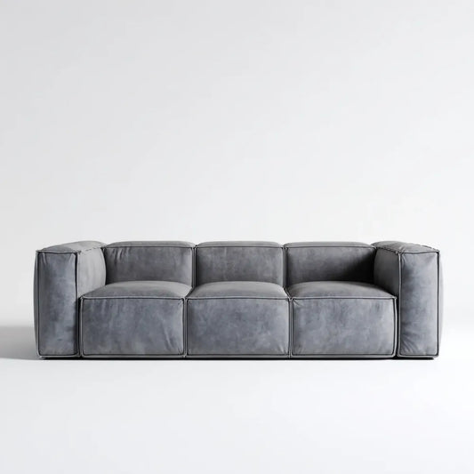 Canapé 3 places droit gris anthracite en microfibre polyester 220 x 95 x 70 cm rectangulaire