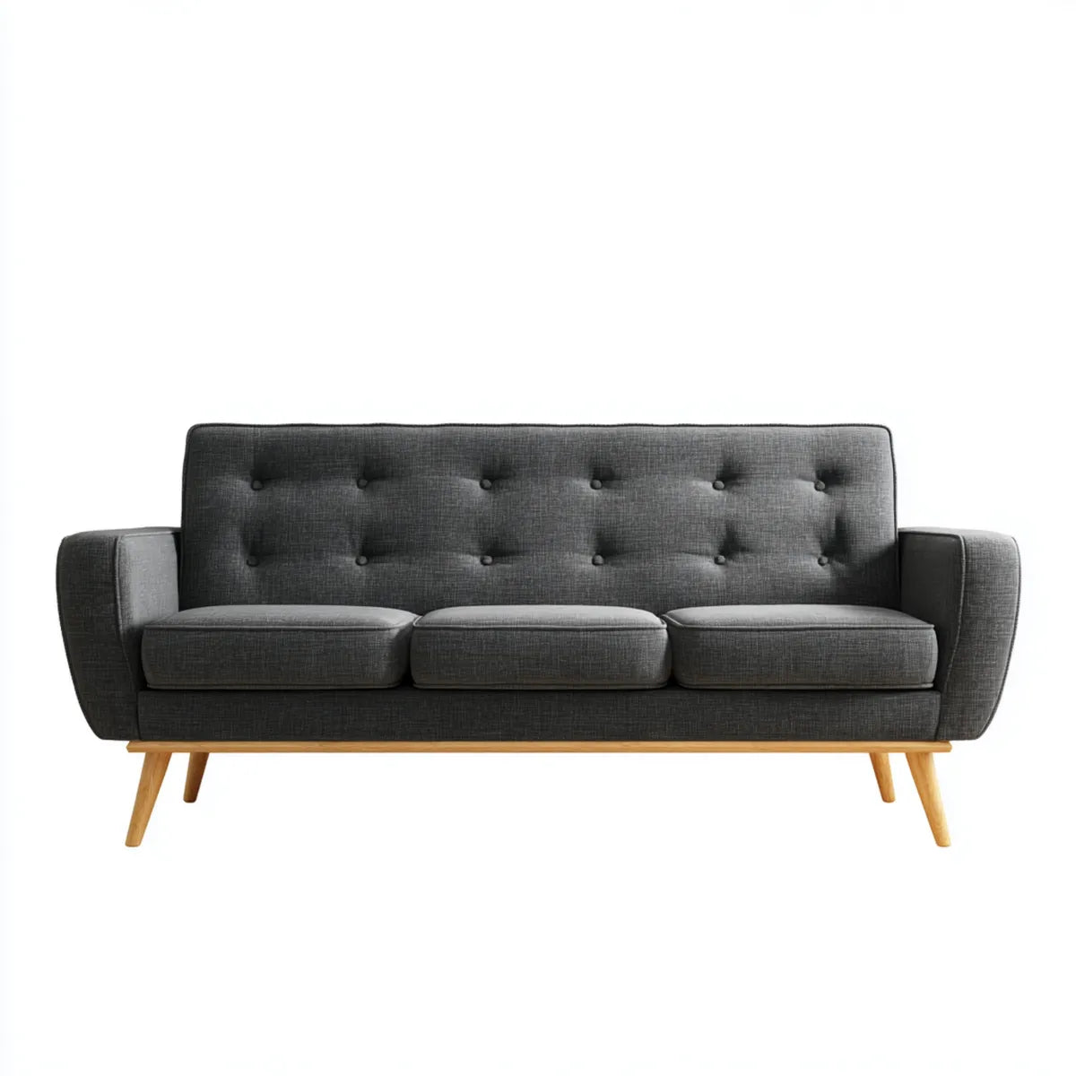Canapé 3 places gris anthracite en polyester forme rectangulaire 200 x 80 x 85 cm