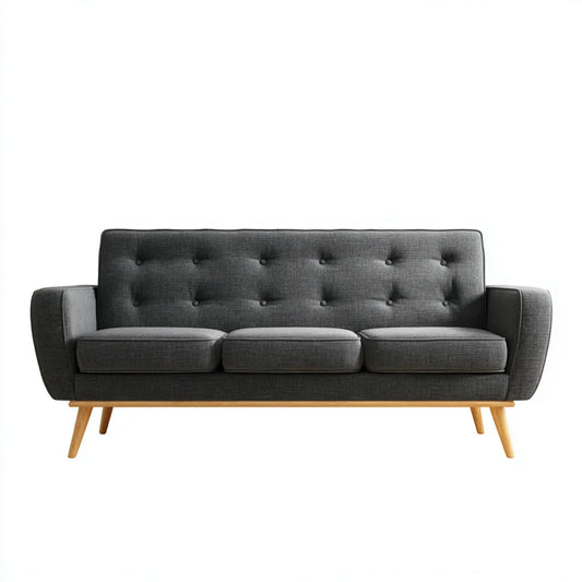 Canapé 3 places gris anthracite en polyester forme rectangulaire 200 x 80 x 85 cm