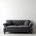 Canapé 2 places Chesterfield gris foncé en polyester effet velours droit 170 x 85 x 78 cm