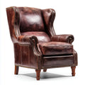 Fauteuil bergère marron en similicuir PU à oreilles 85 x 92 x 108 cm