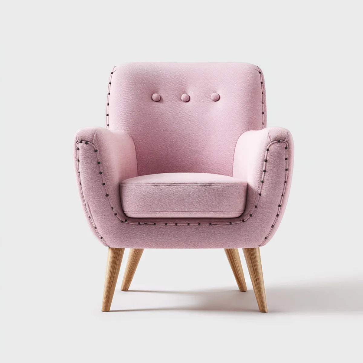 Fauteuil de salon rose poudré en polyester forme enveloppante 72 x 78 x 92 cm