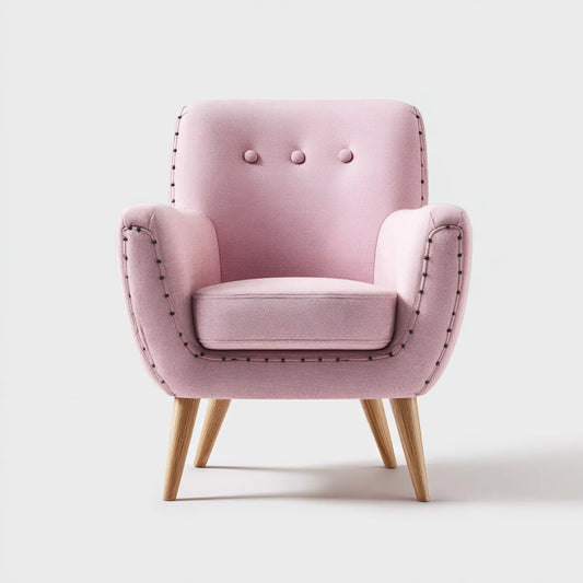 Fauteuil de salon rose poudré en polyester forme enveloppante 72 x 78 x 92 cm