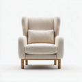 Fauteuil bergère crème en polyester bouclé avec coussin pieds en chêne massif 78 x 88 x 105 cm
