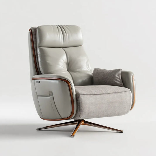 Fauteuil relax inclinable gris clair en PU et polyester 86 x 92 x 104 cm